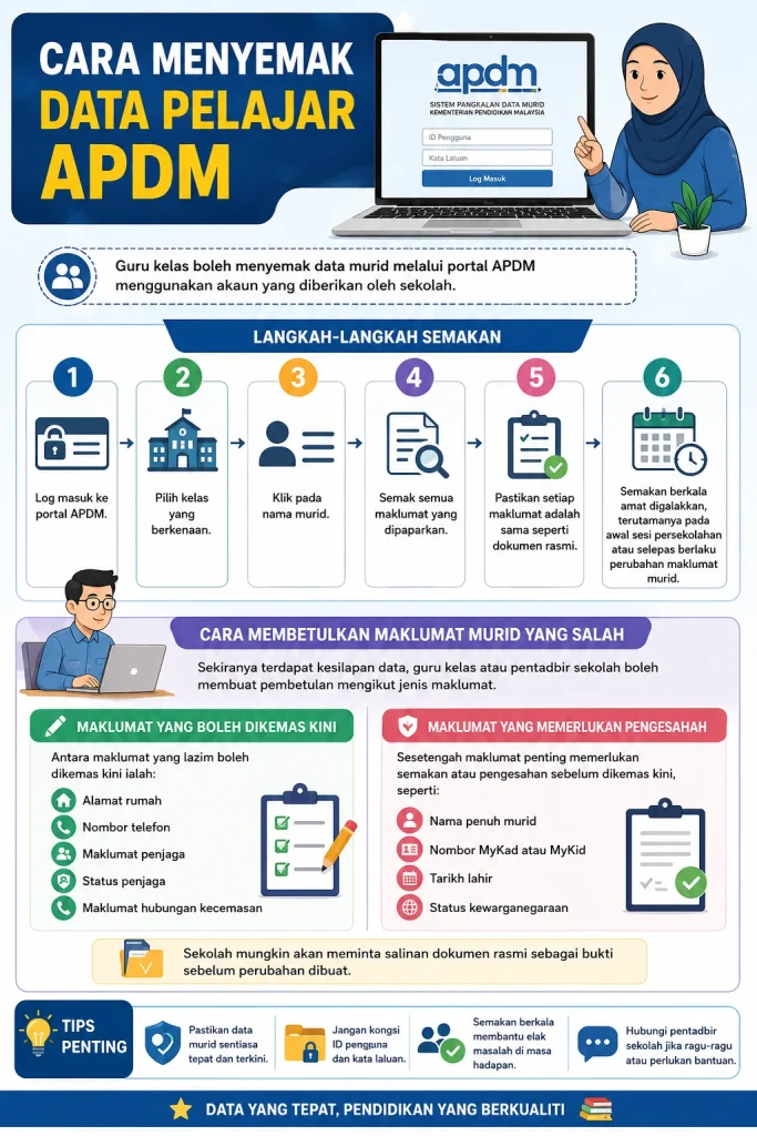 Cara Menyemak Data Pelajar APDM