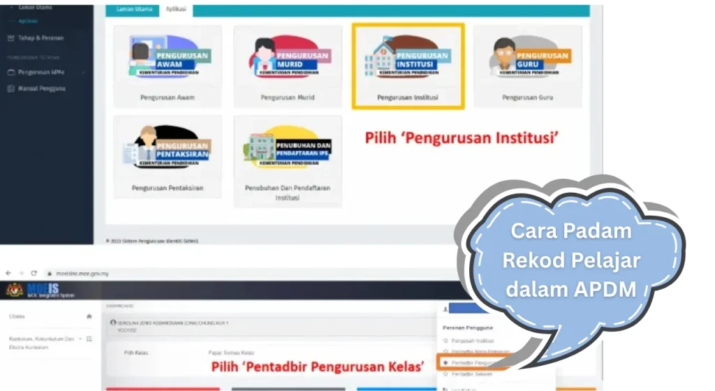 Cara Padam Rekod Pelajar dalam APDM
