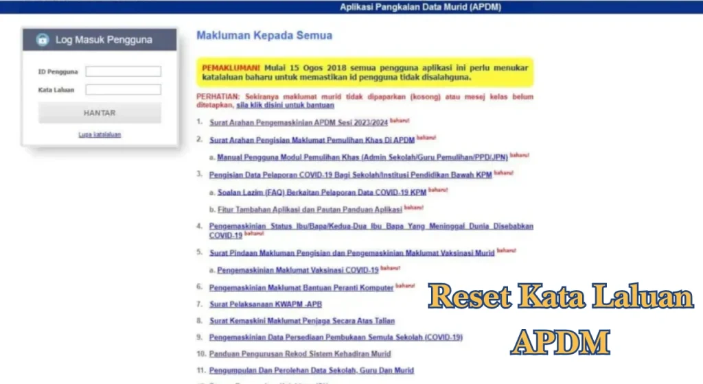 Reset Kata Laluan APDM